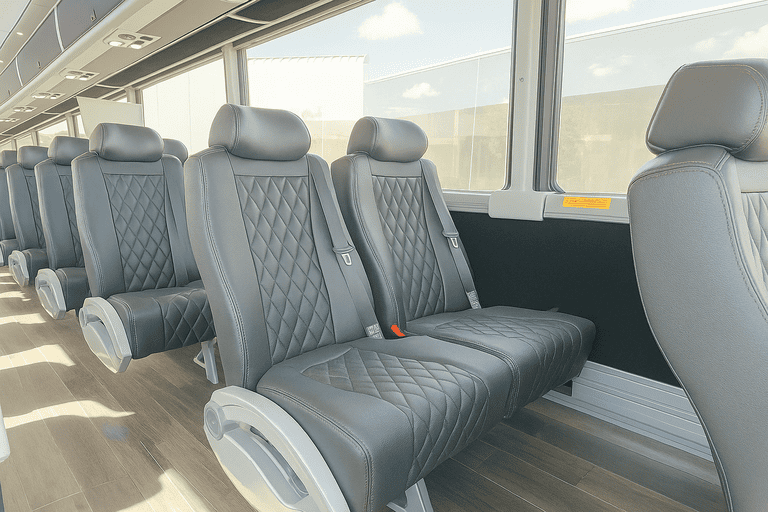 interior of Coach Bus Denver charter bus