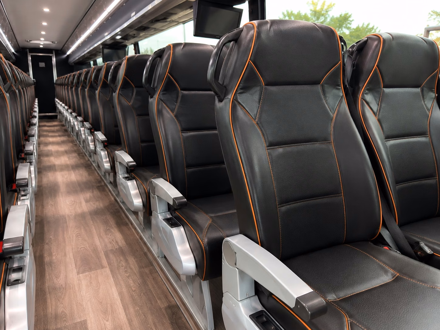 56 passenger charter bus inside