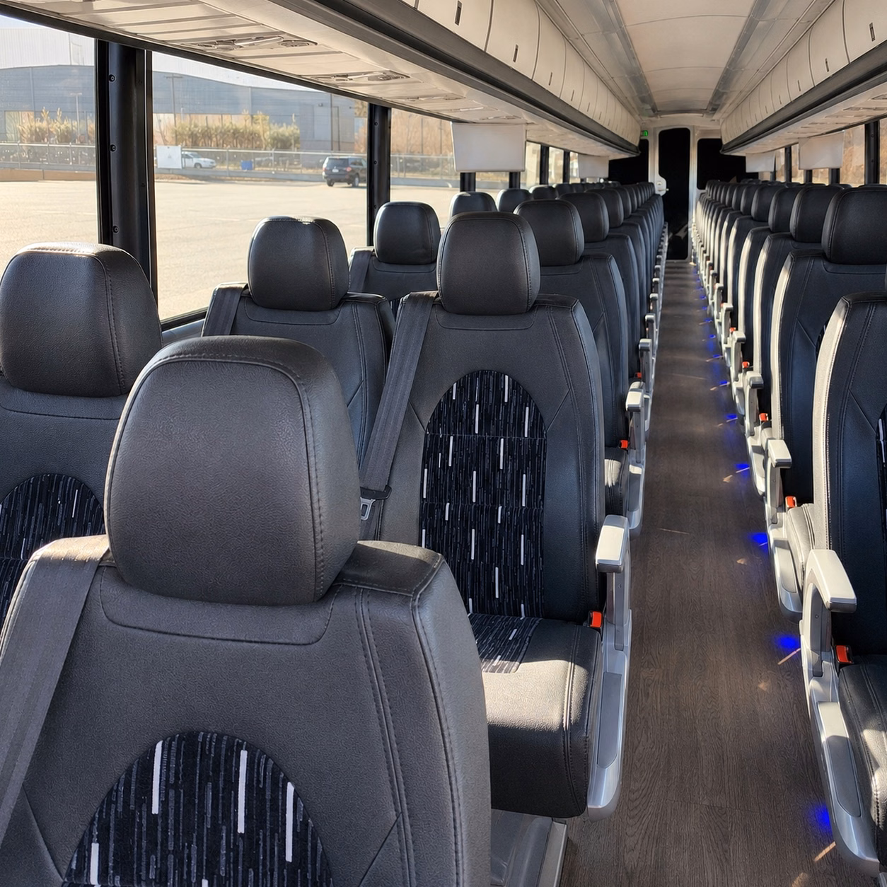 denver charter bus rental interior